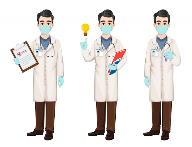Doctor trabajando durante el brote de virus