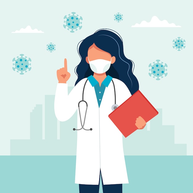 Doctora con una máscara médica