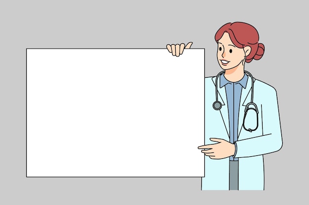 Doctora mostrar cartel de maqueta