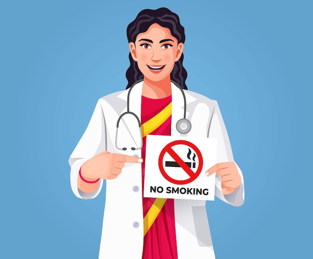 Una doctora sosteniendo un cartel de no fumar deja de fumar día sin tabaco día mundial sin tabaco 31 de mayo