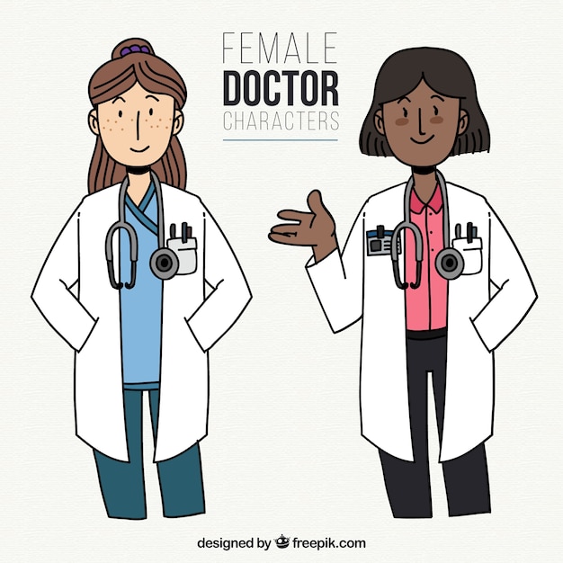 Vector doctoras de personajes de dibujos animados