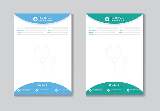 Doctores encabezado de cartas y receta médica del hospital Diseño ilustrador de adobe