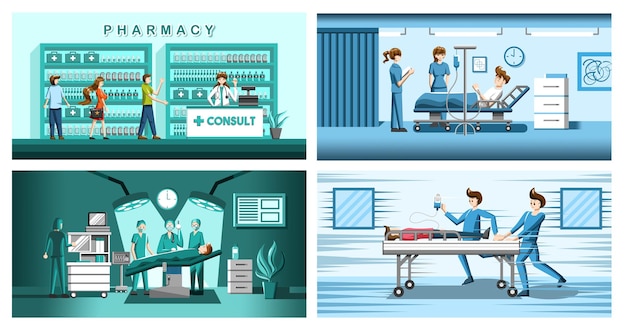 Doctors office vector set colección diseño gráfico