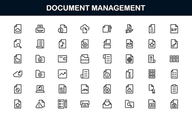 Document Processing and Workflow Management Icons for File Handling Archiving Digital Record System