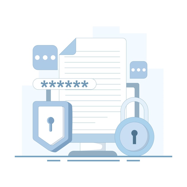 document secured with password and encryption showing data privacy and access control concept