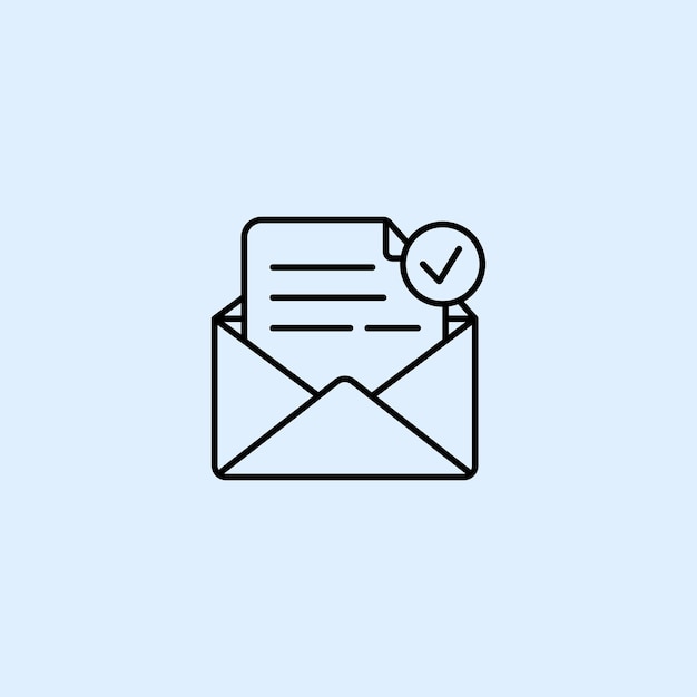 El documento aprobado en el sobre tiene un icono de línea delgada y una confirmación por correo electrónico.