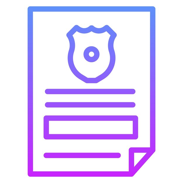 un documento azul y púrpura con un escudo y un emblema de escudo