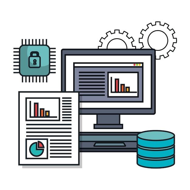 documento de base de datos de computadora pc aislado