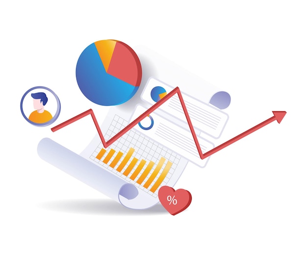 Vector documento de datos de análisis de negocios de inversión.