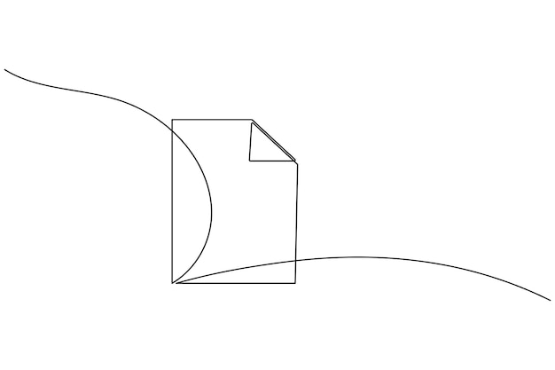 Documento con esquina plegada dibujo continuo de una línea
