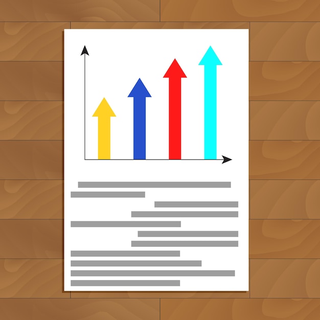 Documento con gráfico de flecha de crecimiento