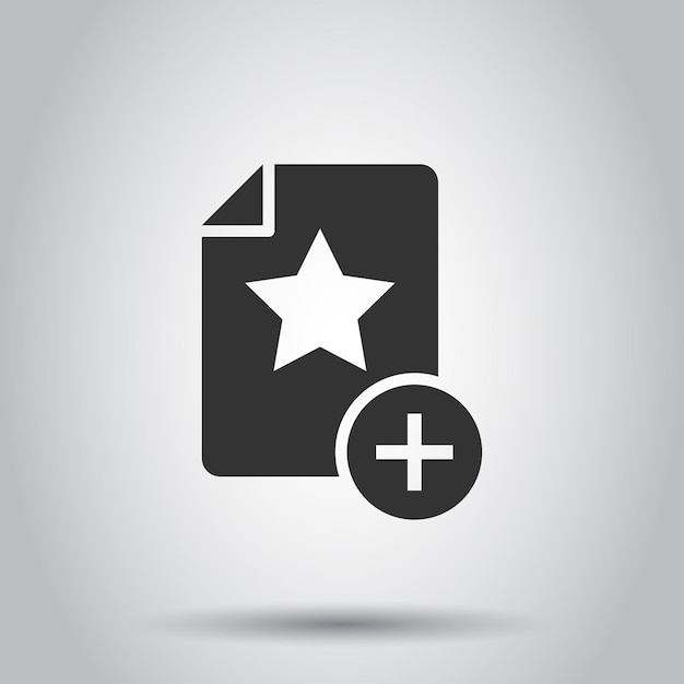 Documento con icono de estrella en estilo plano Lista de deseos ilustración vectorial sobre fondo blanco aislado Concepto de negocio de compra favorito