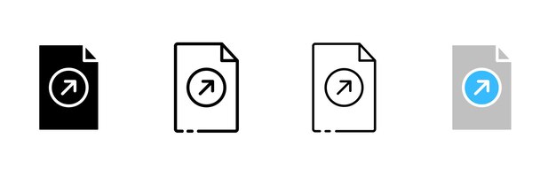 Documento con icono de flecha lateral configurado Silueta de estilo lineal y plano Icones vectoriales