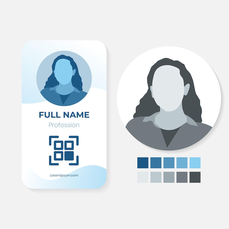 Vector documento de identidad con fotografía monocromática de personas