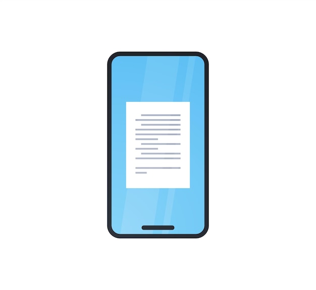 Documento en la ilustración de vector plano de escaneo de papel y teléfono inteligente