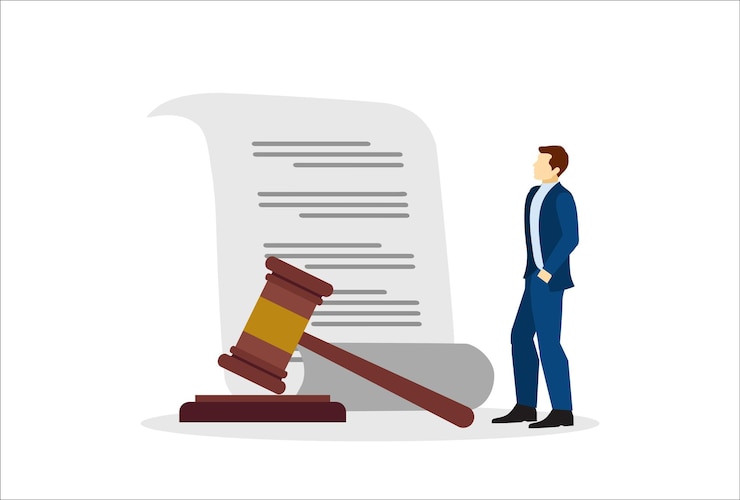 Vector documento legal abogado o oficina profesional de la corte derecho y juicio papel de aprobación concepto