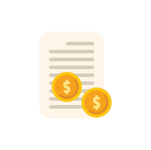 Documento con monedas de oro que representan el pago de servicios