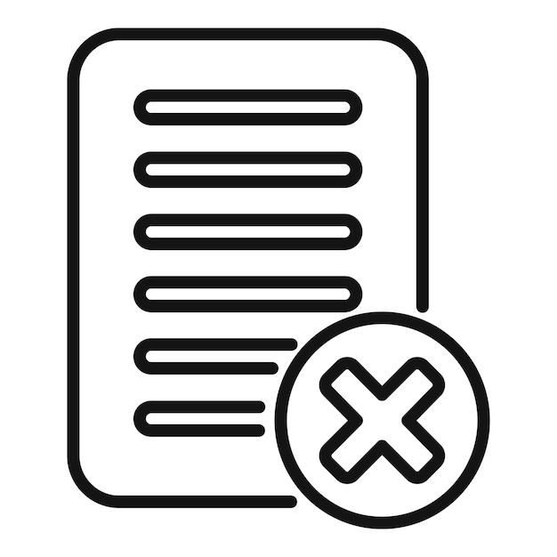 Documento rechazado icono esquema vector mensaje digital botón web