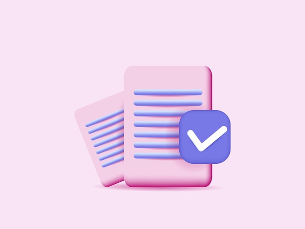 documentos de diseño vectorial icono pila de hojas de papel confirmado fondo rosa