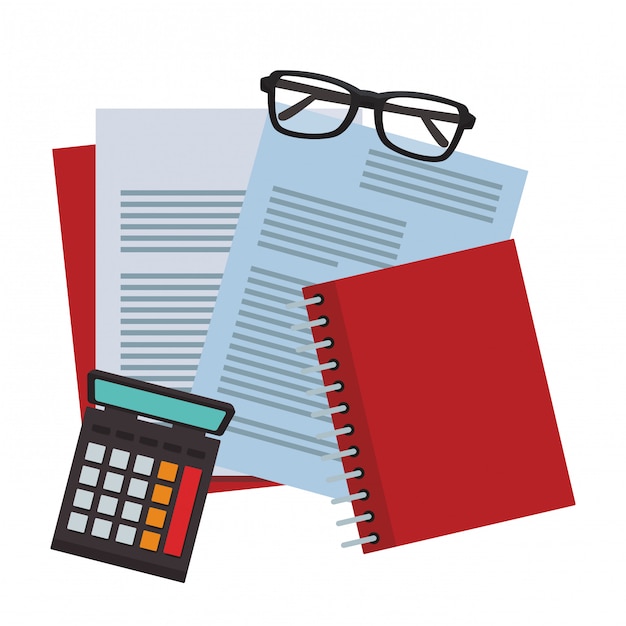 Documentos con gafas y calculadora.