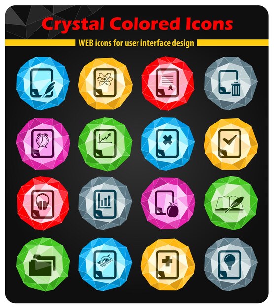 Documentos iconos de cristales de colores brillantes