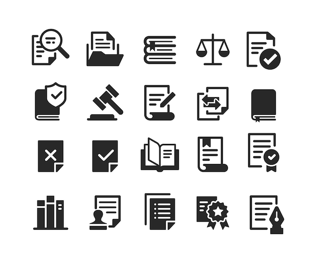 Documentos legales Iconos de conjunto Ilustración de stock