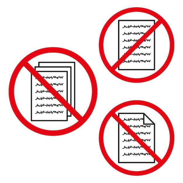 Sin documentos Símbolo de papeleo prohibido Archivos no permitidos tachados Vector