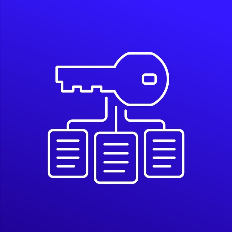 Vector documentos y vector de línea de iconos clave