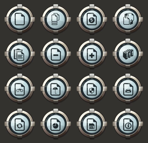 Vector documentos vectoriales elegantes botones redondos para aplicaciones móviles y web.