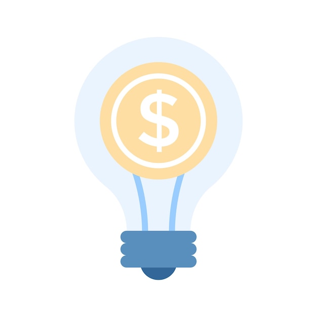 Dólar dentro de la bombilla que representa una idea innovadora diseño de icono de idea financiera