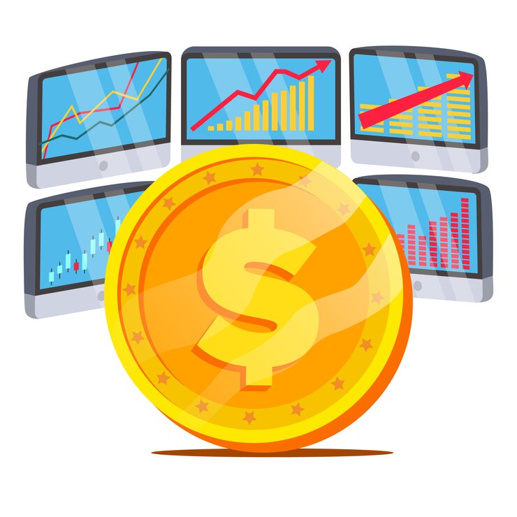 Vector dólar con diagrama gráfico