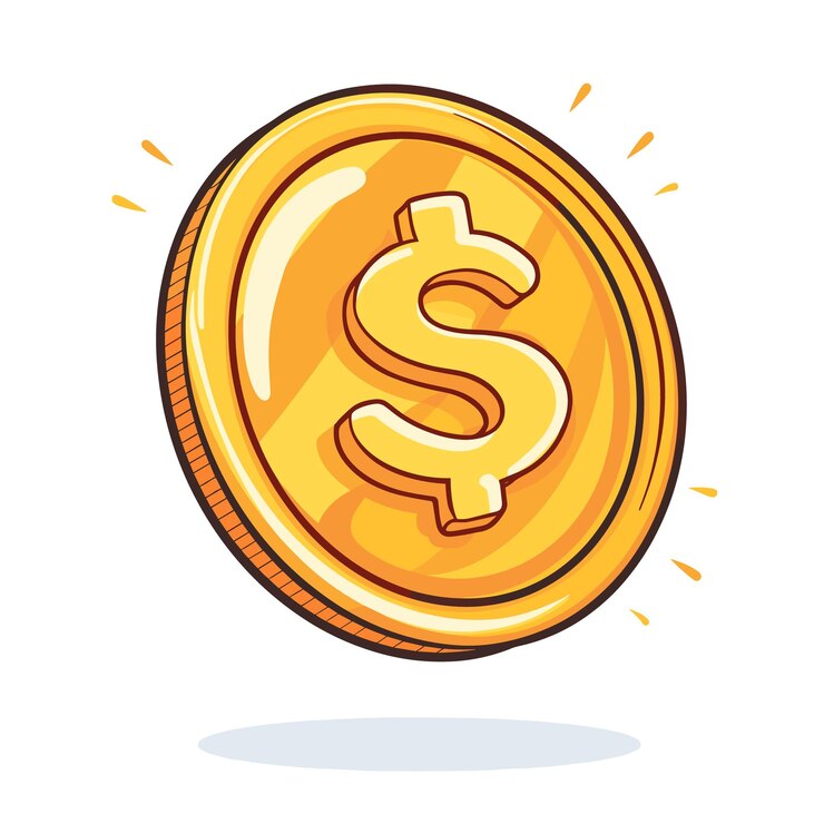 Dólar moneda de oro dinero flotante dibujos animados icono vectorial ilustración del logotipo negocio finanzas moneda del banco