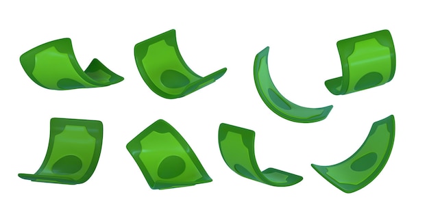 Dólar verde 3d en estilo de dibujos animados objeto de negocios y finanzas para diseño de banner ilustración vectorial