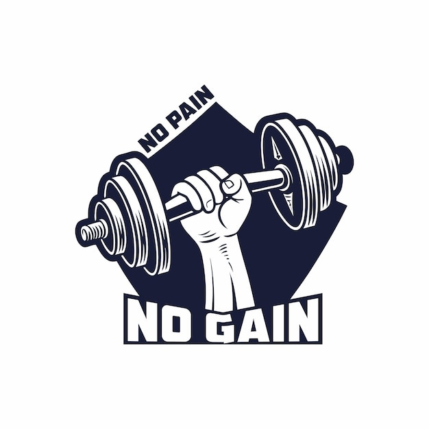 Sin dolor, sin ganancias, diseño de camisetas de fitness, logotipo de entrenamiento en el gimnasio.