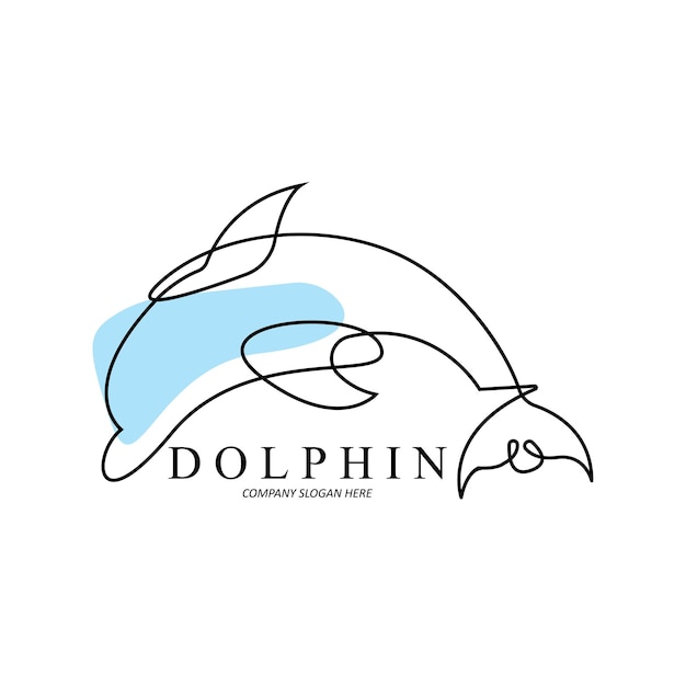 Dolphin logo vector icono diseño animales marinos tipos de peces a los mamíferos les encanta volar y saltar