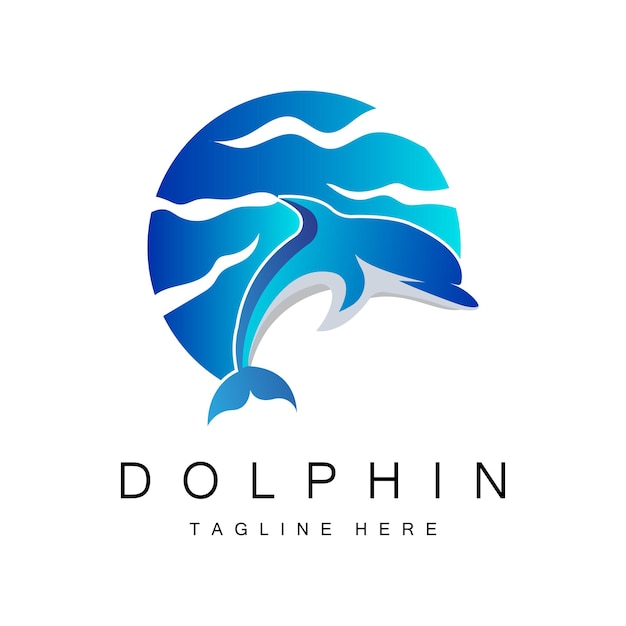 Dolphin Logo vector icono diseño Animales marinos Tipos de peces A los mamíferos les encanta volar y saltar