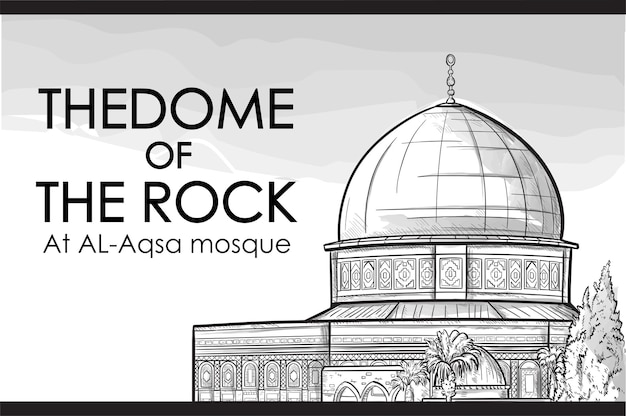 Vector dom de la roca en la mezquita al-aqsa palestina página de colorear