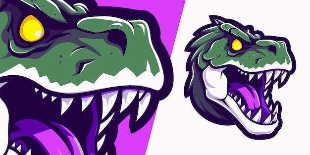 Dominando el concepto de ilustración moderna de Dino para el diseño de logotipo de mascota agresiva en Sport amp Esport