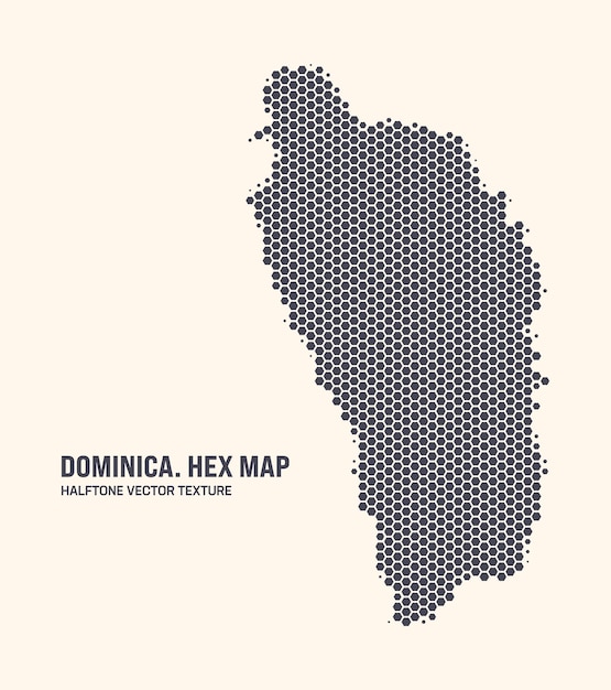 Vector dominica mapa vector patrón hexagonal de medio tono aislado en el fondo claro