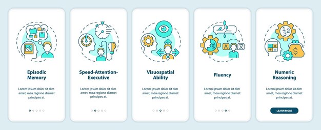 Dominios de la función cognitiva en la pantalla de la aplicación móvil