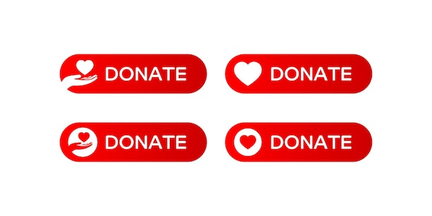 Dona botones web Botones rojos con corazón en la mano Símbolo de ayuda financiera aislado