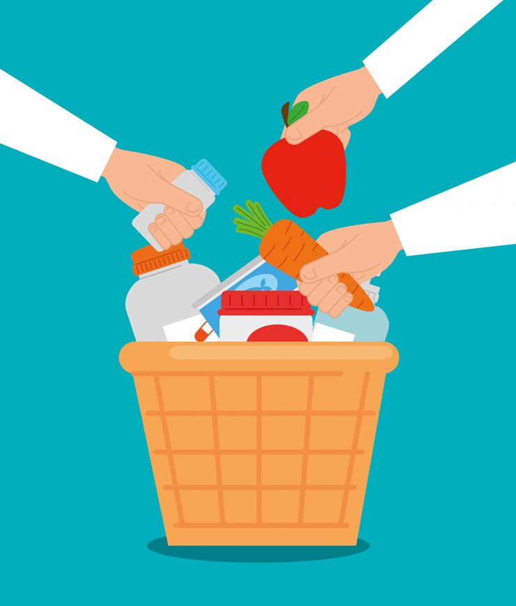 Vector donación de caridad con comida