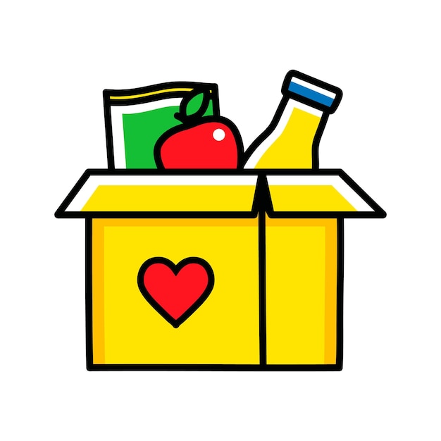 donaciones de alimentos diseño icono vector plano moderno ilustración aislada