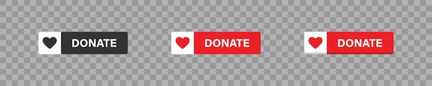Donar botón rojo con icono de corazón Botones web aislados vector plano