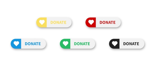 Vector donar conjunto de botones web signo de donación sobre fondo blanco vector ilustración aislada