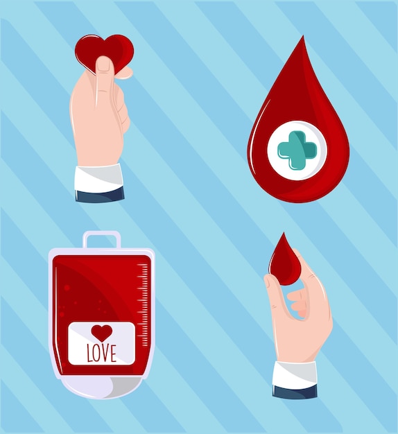 Vector donar sangre iconos