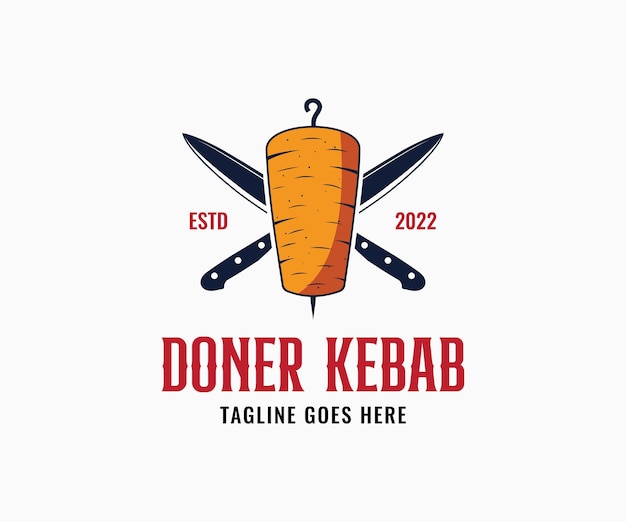 Vector doner kebab logo design shawarma logo para restaurantes y mercados shawarma doner vector emblem