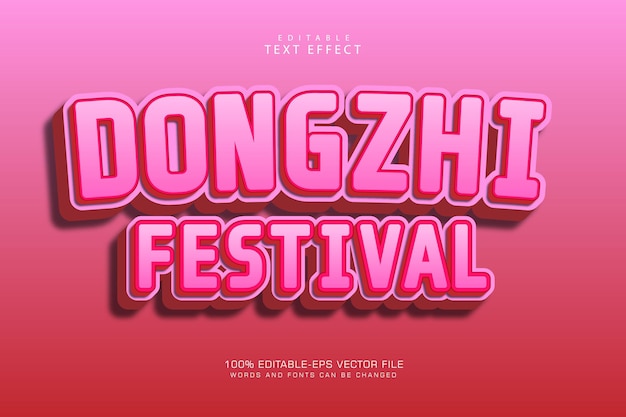 Dongzhi festival efecto de texto editable 3 dimensiones en relieve estilo moderno