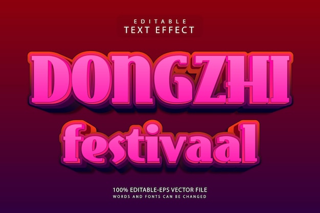 Dongzhi festival efecto de texto editable 3 dimensiones en relieve estilo moderno