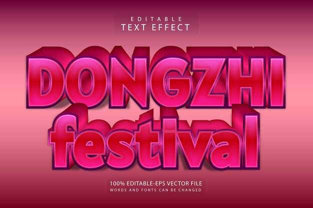 Dongzhi festival efecto de texto editable 3 dimensiones en relieve estilo moderno